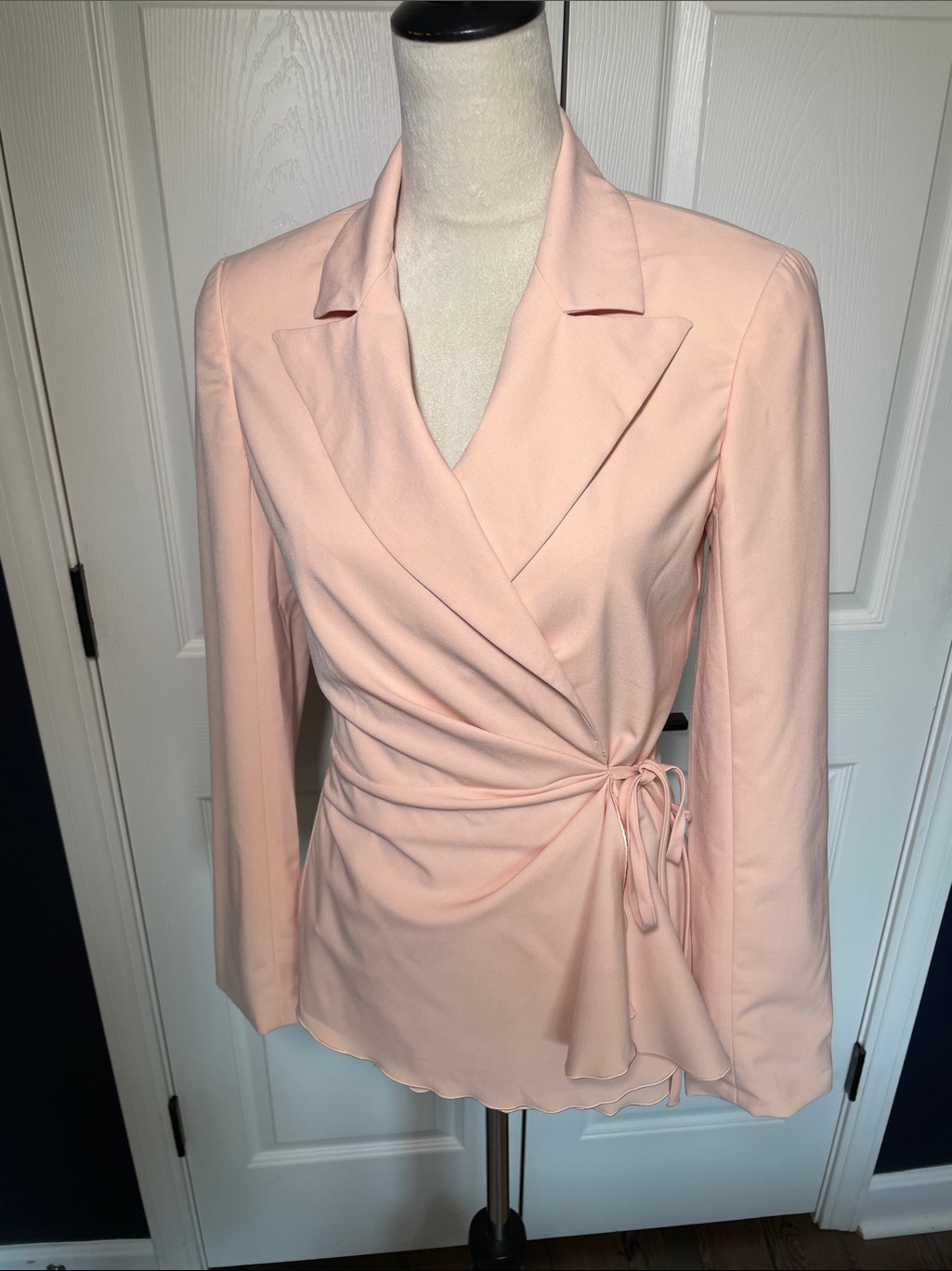 Nwt Trina Turk Wrap Blazer Jacket Light Pink Notch Collar Size 2